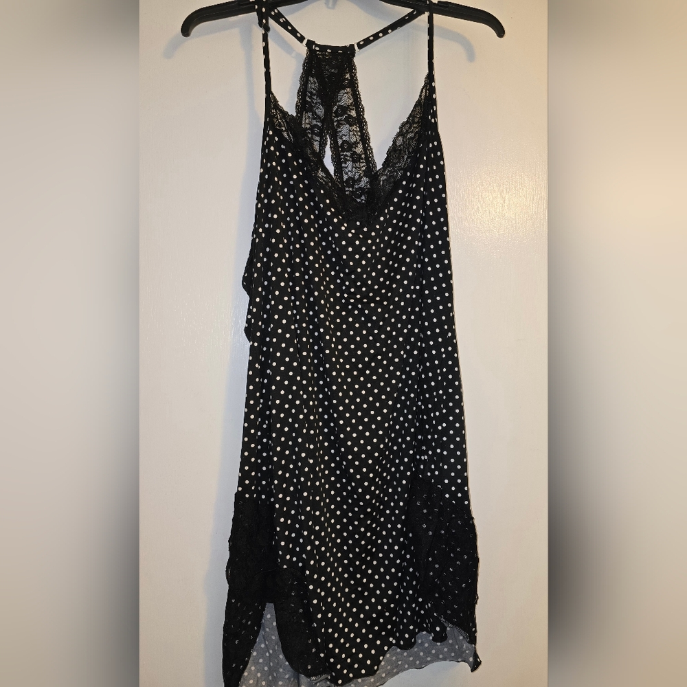 Secret Treasures Black and White Polka Dot Nightgown
